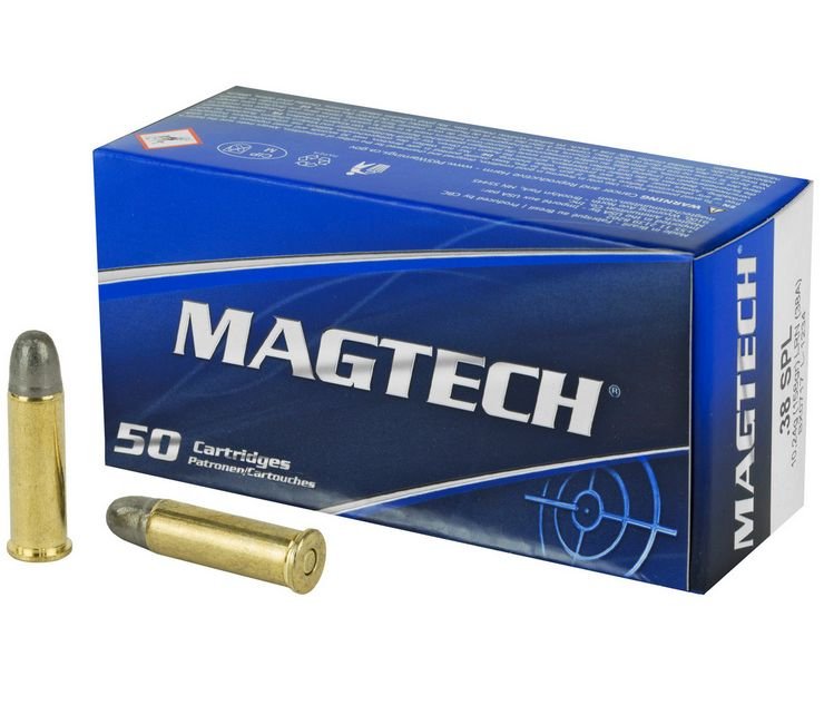 Magtech 38 Spl 158 Grain Lead Round Nose 50rd box - Brass Casing